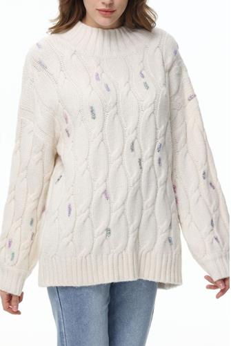 Abagail Oversized Embroidered Sweater Sea Salt Multi