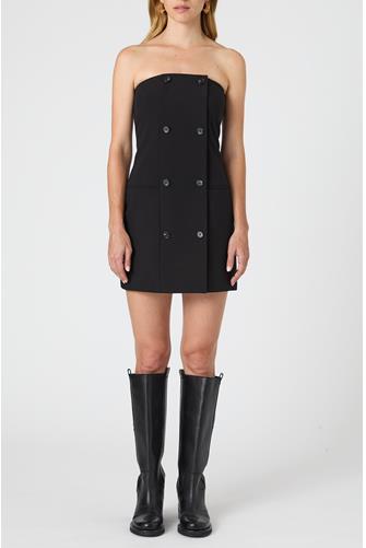 Azra Twill Strapless Mini Dress BLACK