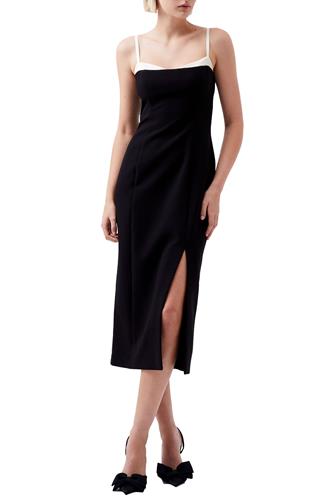 Azra Twill Corset Strappy Midi Dress BLACK