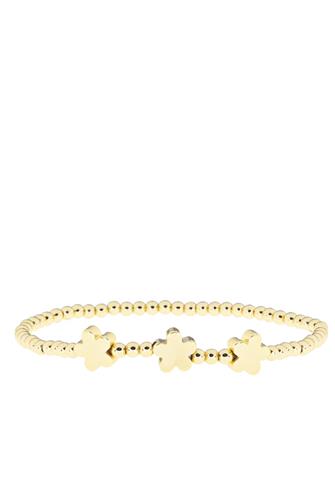 Gold-3mm Ball Bracelet with Flower Beads Gold