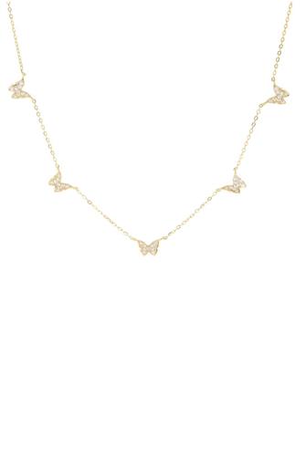 Gold Plated-Dainty CZ Butterfly Necklace Gold