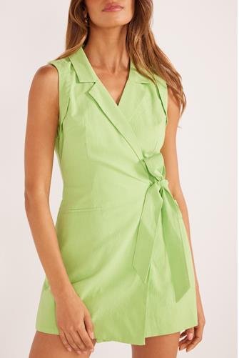 Lucia Linen Wrap Playsuit LIME