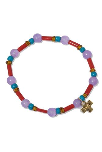 Sydney Mixed Beads Stretch Bracelet PURPLE