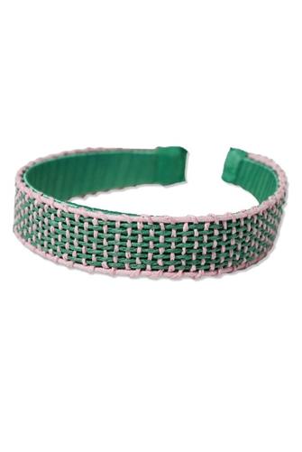 Caroline Two Color Woven Raffia Headband KELLY GREEN