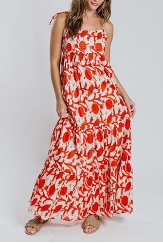 Chaina Tie Strap Maxi Dress POPPY RED