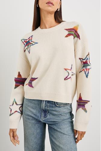 Perci Rainbow Star Sweater Ivory Rainbow Multi Stars