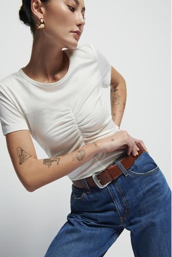 Alina Center Front Seamed Tee White