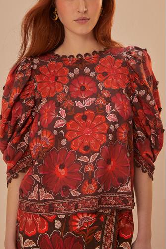 Gigi Tapestry Brown Blouse Miranda Brown