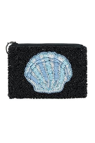 Shell Beaded Pouch NAVY