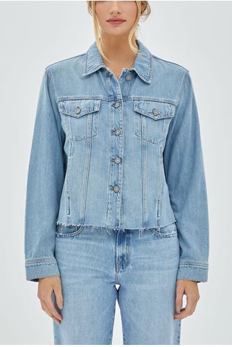 Raw Hem Relaxed Denim Jacket DENIM