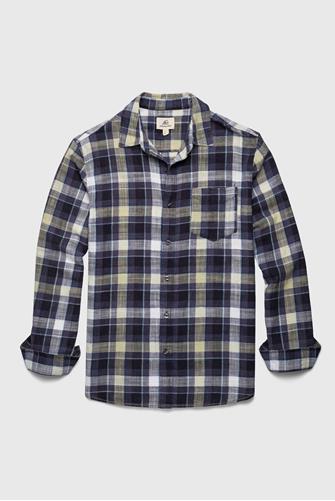 Brian Washed Twill Cotton Plaid Shirt GREEN COMBO