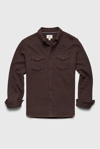 Rex Ls Soft Rib Pocket Shirt Dark Brown Heather