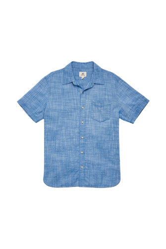 Joey Short Sleeve Two Tone Slub Shirt STRONG BLUE