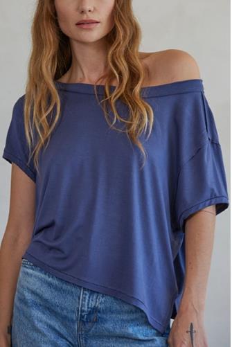 Off The Shoulder Relaxed Tee Denim