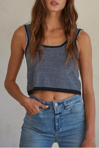 Sleeveless Blue Multi Tank Navy
