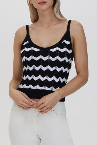 Izzie Chevron Stripe Bralette Black Multi