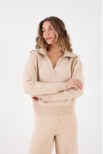 Long Sleeve Sweater Lounge Top WHEAT HEATHER