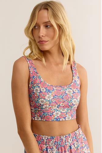 Zoe Floral Tank Bra Baja Blue