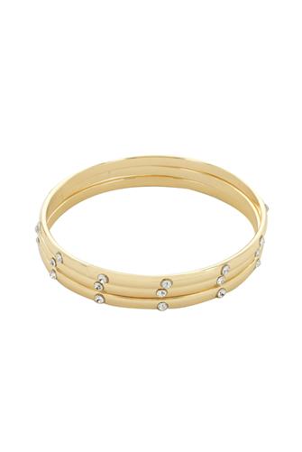 Set Of Three Cz Inset Bracelets GOLD