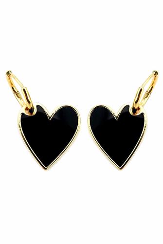 Enamel Black Heart Hoop Earrings BLACK
