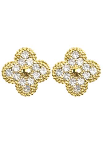 Gold Floral Cz Earrings GOLD