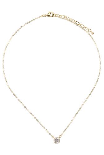 Single Square Cz Pendant Necklace GOLD