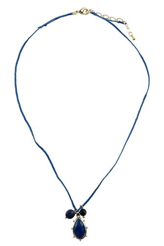 18 Inch Yarn Charm Necklace BLUE