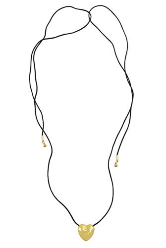 43 Inch Gold Heart Yarn Necklace BLACK