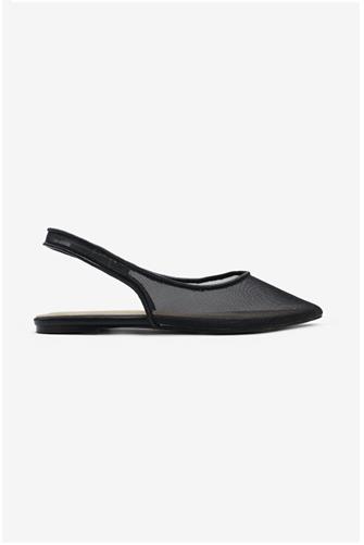 Black Mesh Slingback Flat BLACK
