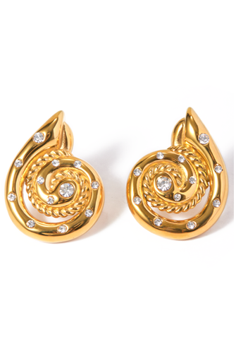 Spiral CZ Inset Earrings GOLD
