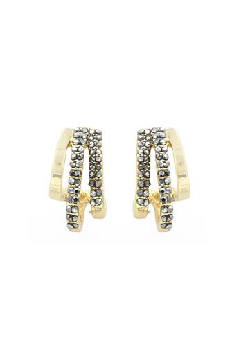 Hematite Gold Huggies Earrings GOLD