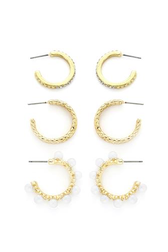 Set Of Three Hoop Earrings GOLD