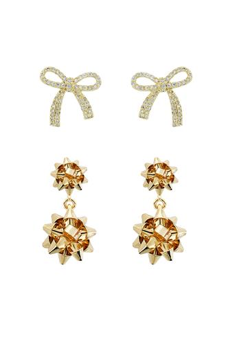 Set Of Two Holiday Gift Earrings GOLD
