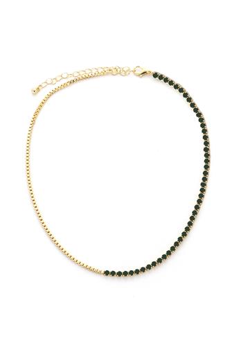 14 Inch Rhinestone Tennis Necklace GOLD