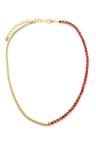 14 Inch Rhinestone Tennis Necklace GOLD