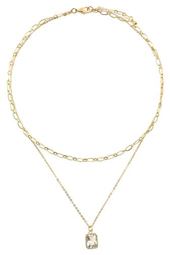 Layered Gold Chain With Pendant GOLD