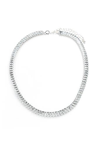 15 Inch Rhinestone Tennis Necklace SILVER