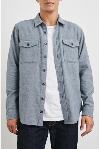Burr Cozy 2 Pocket Shirt DENIM WHITE