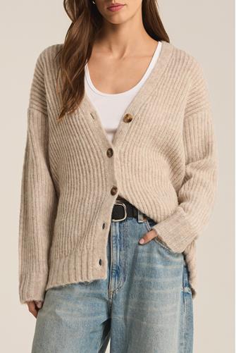 Josie Cozy Cardigan Light Oatmeal Heather