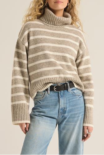 Josephine Stripe Sweater Heather Taupe