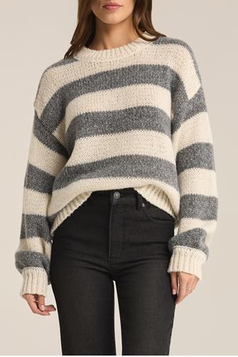 Anders Stripe Sweater Classic Heather Grey