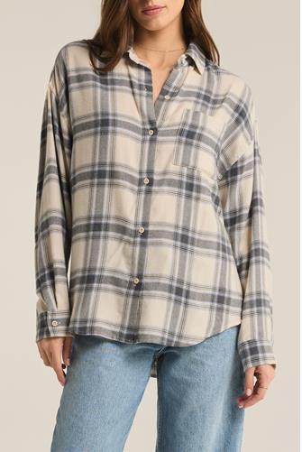 River Plaid Button Up Thunder Cloud