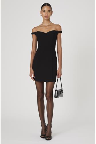 Azra Twill Sweetheart Mini Dress BLACK