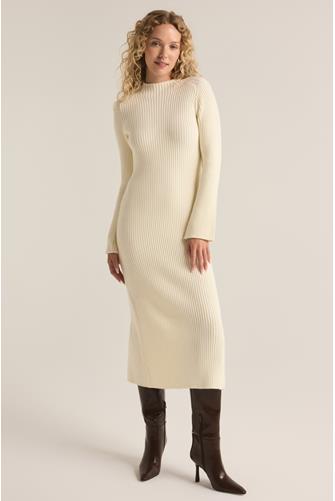 Kass Mock Neck Midi Dress Sea Salt