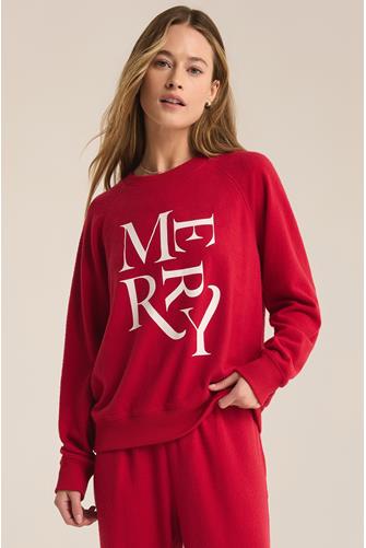 Cassie Merry Ls Top HAUTE RED