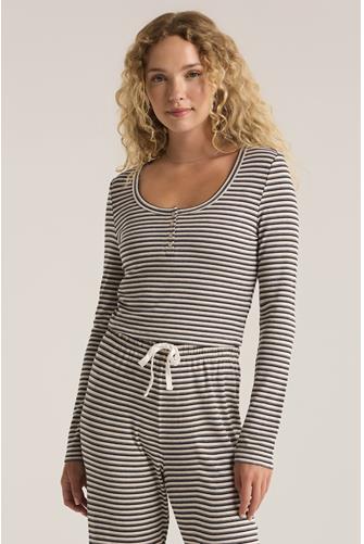 Constance Stripe Ls Top LIGHT OATMEAL HEATHER