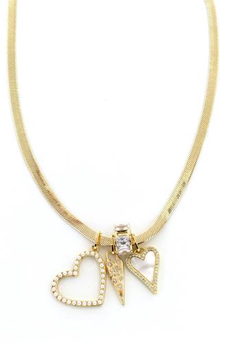 16 Inch Heart Charm Necklace gold