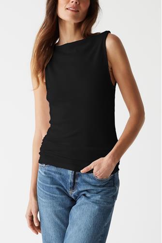 Coco Ruched Boat Neck Tee Black