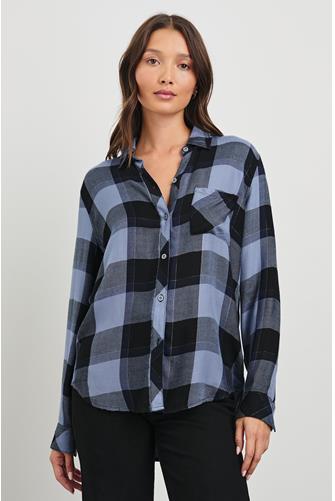Hunter Plaid Button Down PERIWINKLE NAVY SILVER
