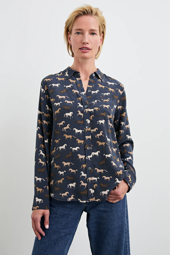Kate Horses Button Down WINTER HORSES